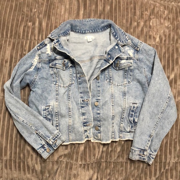 short ripped jean jacket